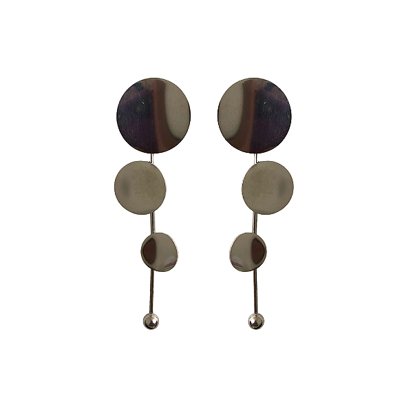 Brinco Grande de Aço Círculos Prata BG2135