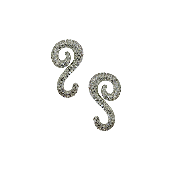 Brinco Médio Arabesco Prata com Zircônias BM2143