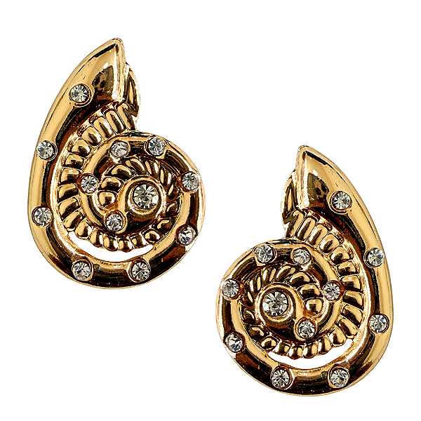 Brinco Médio Dourado Concha com Zircônias BM2146