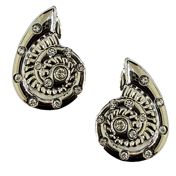 Brinco Médio Prata Concha com Zircônias BM2147