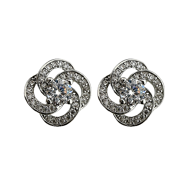 Brinco Pequeno Catavento Prata com Zircônias BF1347