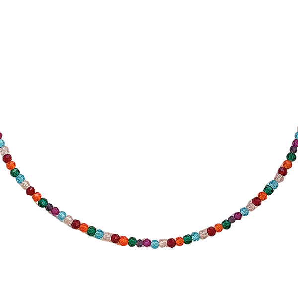 Choker Gargantilha de Cristais Colorido Azul e Vermelho