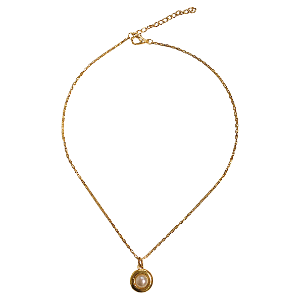 Colar 2 em 1 Dourado com Pingente de Pérola CL825