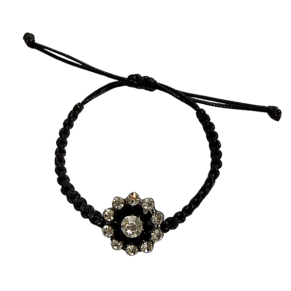 Pulseira Regulável de Macramê Preto com Flor
