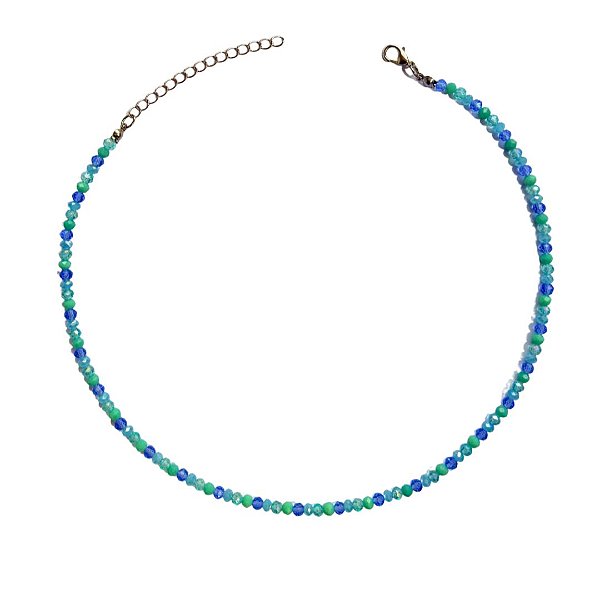 Choker Tons de azul jeans, azul claro e verde água CL833