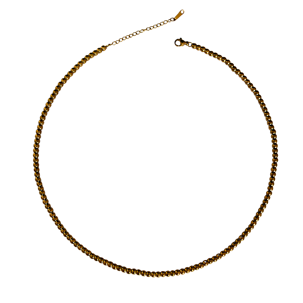 Colar Feminino Bolas de Aço Dourado 4mm CL837