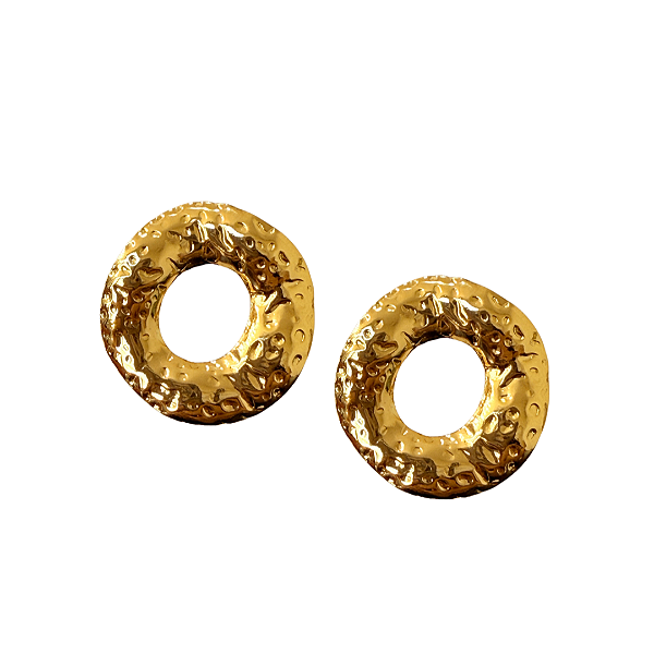 Brinco Médio Ôrganico Redondo de Aço Dourado BM2175