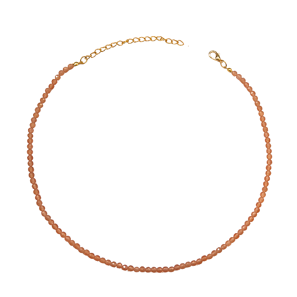 Gargantilha de Cristais Facetados Pêssego Feminina CL859