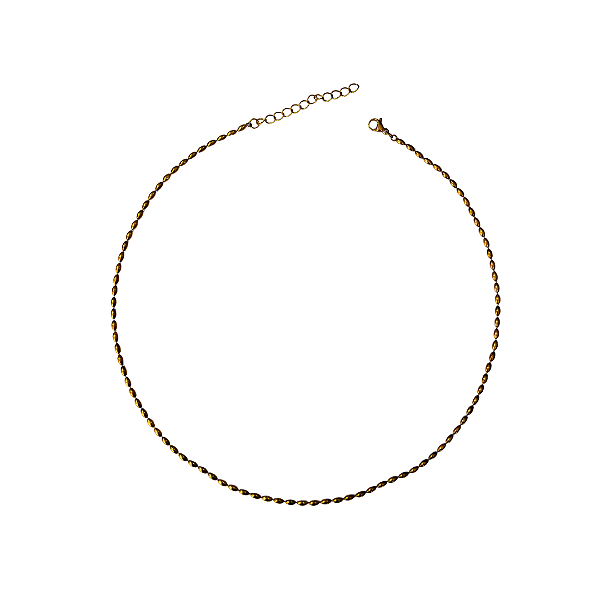 Colar de Elos de Arroz de Aço Dourado Feminino CL866