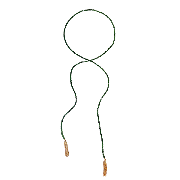 Colar Gravatinha Ajustável Fio de Cristais Verde Floresta CL 870