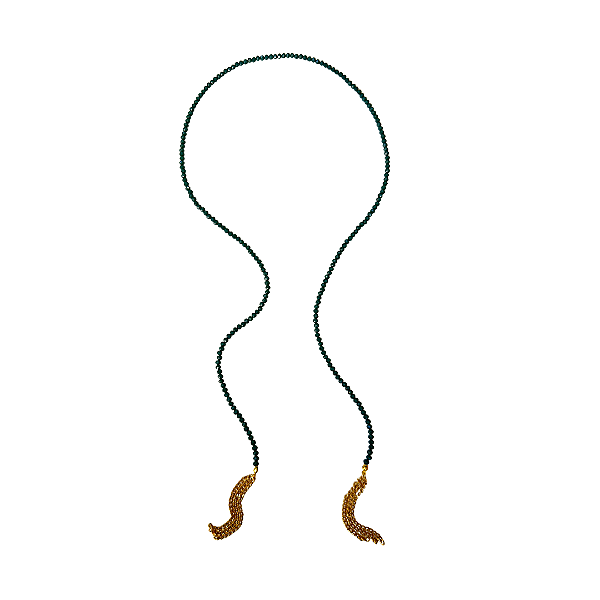 Colar M. Gravatinha Ajustável de Cristais Verde Escuro CL872