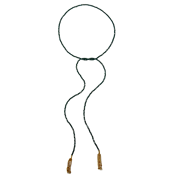 Colar G. Gravatinha Ajustável de Cristais Verde Escuro CL874
