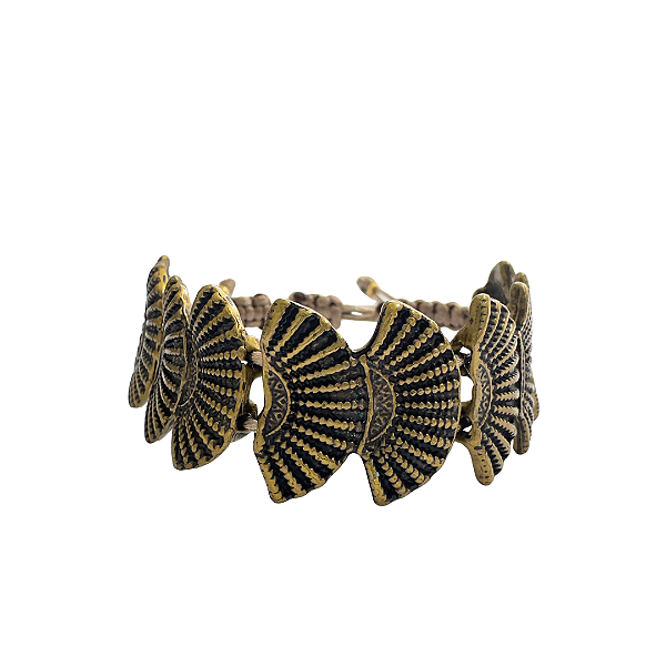 Pulseira Ajustável com Pingente Leque Ouro Velho 911P