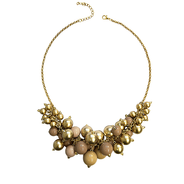 Colar de Esferas Dourado Nude e Rosa Antigo