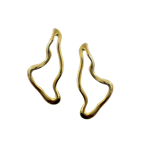 Brinco Médio Dourado Orgânico Vazado BM2213
