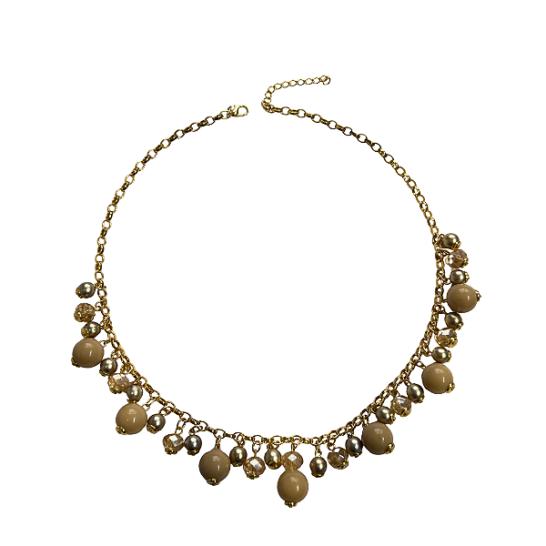 Colar Dourado de Bolas com Pingente Árvore da Vida  CL895