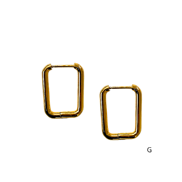 Argola Grande Retangular em Aço Dourado