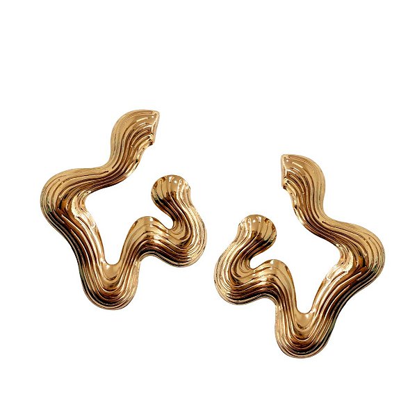 Brinco Orgânico de Metal Com Linhas