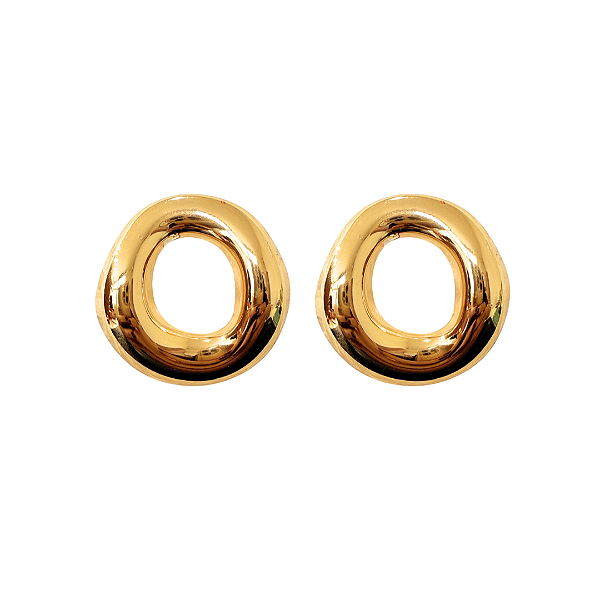 Brinco Médio Redondo Vazado de Aço Dourado