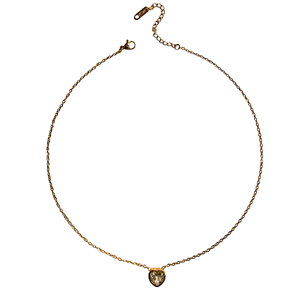 Colar Dourado de Coração Ponto de Luz