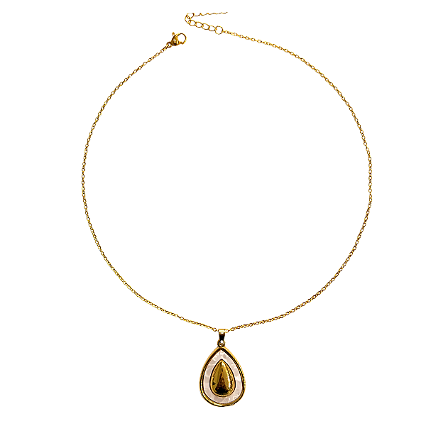 Colar Dourado com Pingente Gota de Madrepérola