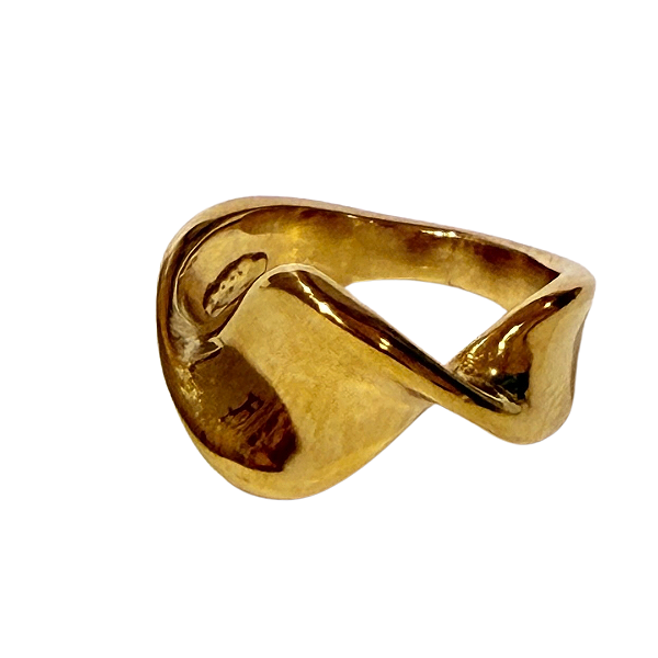 Anel de Aço Orgânico Onda Dourado