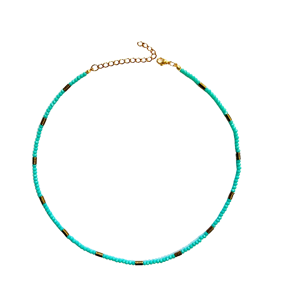 Choker Gargantilha de Cristais Turquesa com Hematita