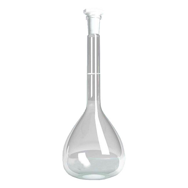 Balão Volumétrico 500ml de Vidro Boro 3.3 Classe A C/ Rolha de Polietileno Precision