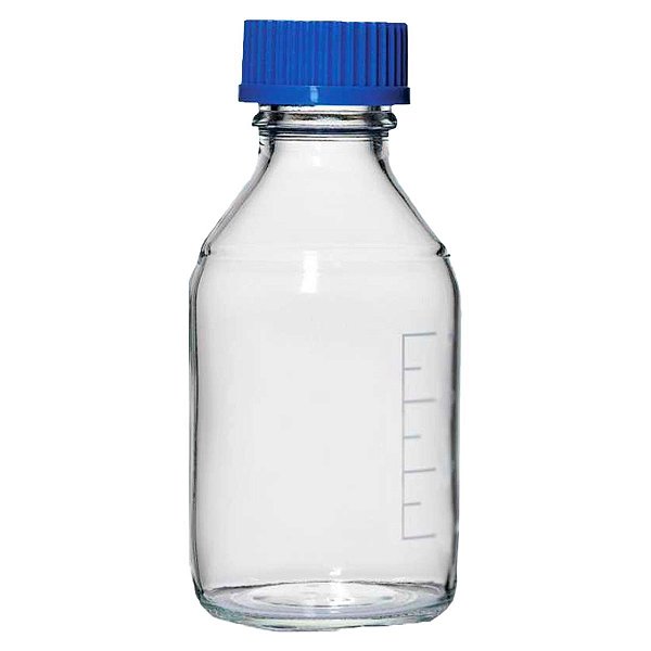 Frasco Reagente 250ml Boro 3.3 Graduado C/ Tampa Rosca Azul e Disp. Anti Gotas Precision