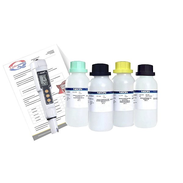 Kit Medidor De pH AK90 C/ Certificado De Calibração + Tampões e Kcl 500ml Akso