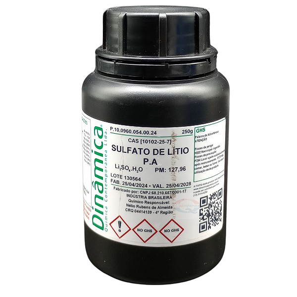 Sulfato de Lítio (1H2O)P.A.250g Dinamica