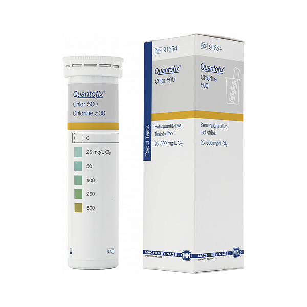 Tiras Para Teste Cloro Faixa Alta 500mg/l C/ 100 Und Alemão M. Nagel