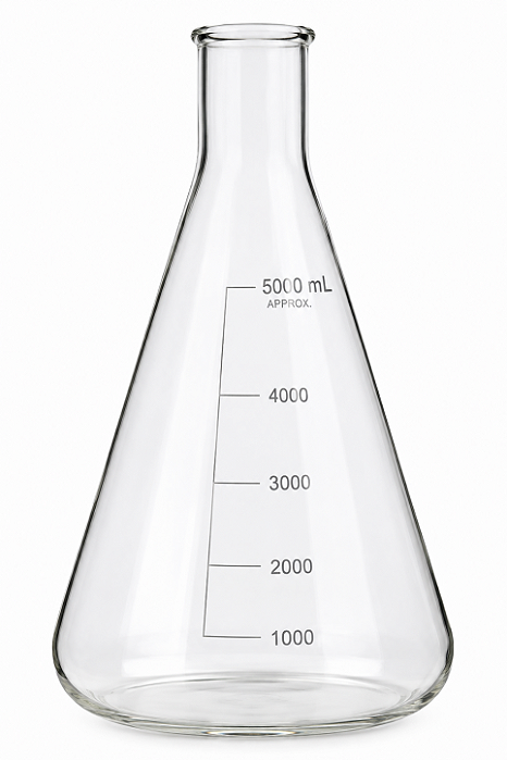 Erlenmeyer 5000ml Vidro Boro Boca Estreita graduado Uniglas