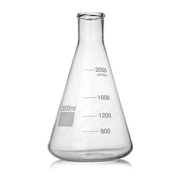 Erlenmeyer 3000ml Vidro Boro Boca Estreita Graduad Uniglas