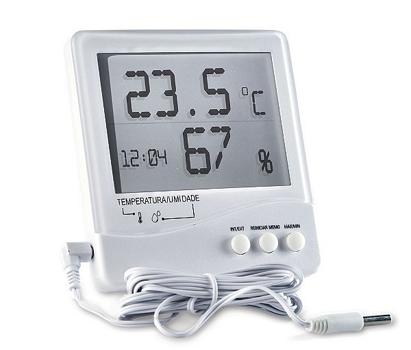 Termo Higrômetro Digital Temperatura Interna e Externa e Umidade Interna 7663.02 Incoterm
