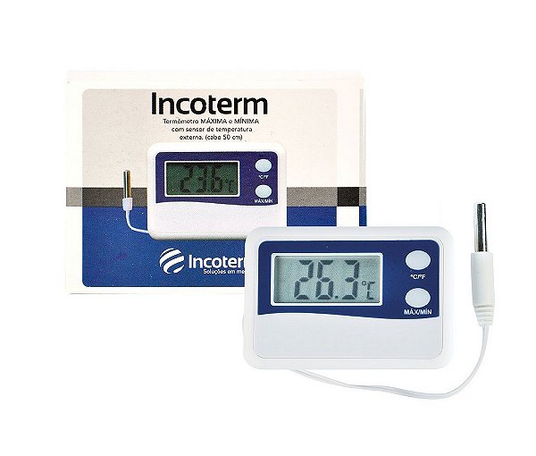 Termômetro digital P/ refrigeração e Multi uso de Max/min - 50°c A + 70°C Cabo 50 Cm Incoterm
