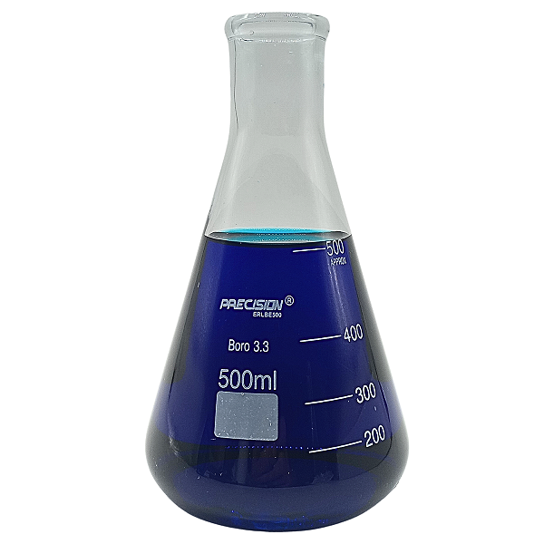 Erlenmeyer 500ml Vidro Boro Boca Estreita Graduado Precision