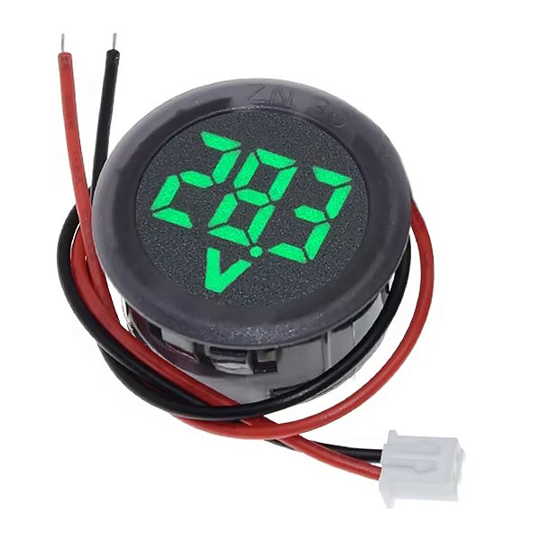 Voltímetro Digital Verde 12v Redondo Dc 4-100v Painel Som Auto
