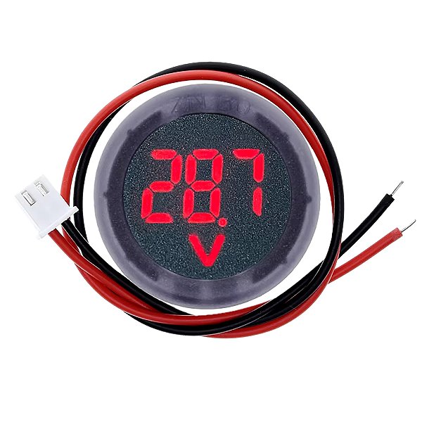 Voltímetro Digital Vermelho 12v Redondo Dc 4-100v Painel Som