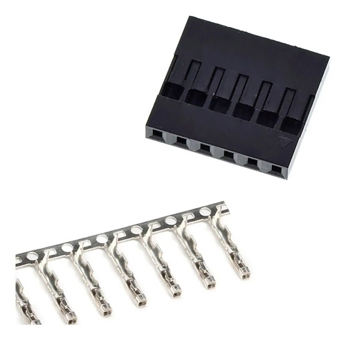 Kit 50 Conectores Dupont 6 Vias Fêmea com Terminal