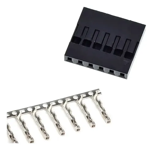 Kit 10 Conectores Dupont 6 Vias Fêmea com Terminal