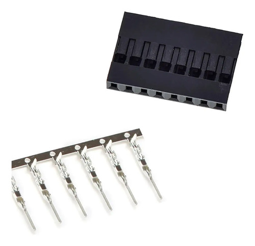 Kit 10 Conectores Dupont 8 Vias Macho com Terminal