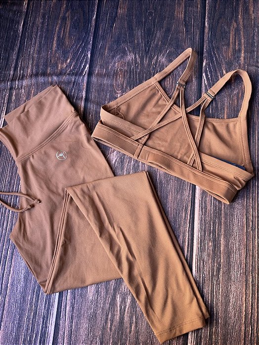 Conjunto Fitness Poliamida Marrom Charmosa