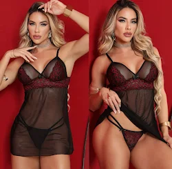 Camisola Serena Transparente com Renda