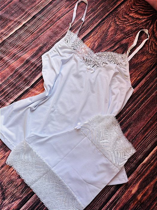 Babydoll Branco com Renda Feminino