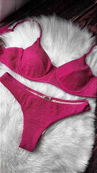 Biquíni Feminino Rosa Charmosa Texturizado