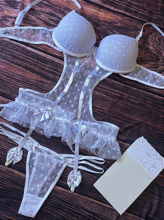 Conjunto Lingerie Sensual Tule