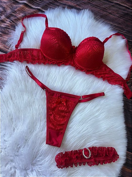 Conjunto Lingerie com Persex Vermelho