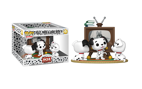 [#Pré-venda] - Funko Pop - Moment Rolly, Patch & Lucky with TV - Disney 101 Dálmatas (1664)