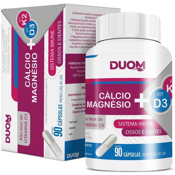 CARTUCHO CÁLCIO + MG + K2 + D3 90caps - DUOM